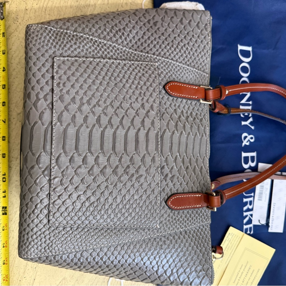 Dooney & Bourke Taupe Python-Embossed Tote - image 4